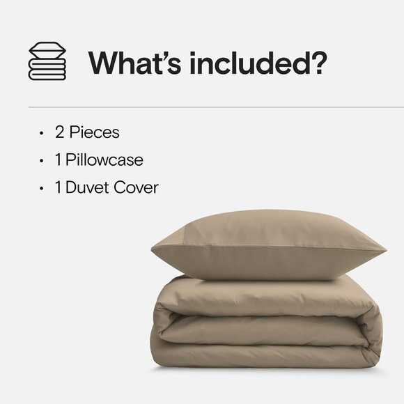 DOZ by SIJO Twin Duvet Cover Set 100% Viscose from Bamboo Organic Dune Beige - Picture 2 of 5